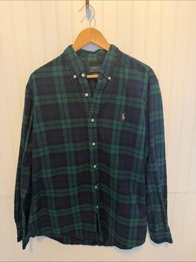 Polo by Ralph Lauren Navy and Green Plaid Button-Down Shirt